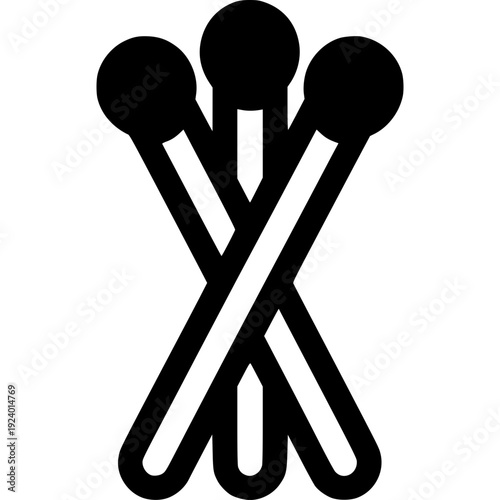 Black match sticks isolated on white background vector illustration