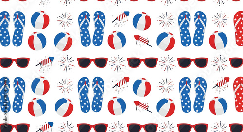 4th of July seamless pattern, patriotic icons