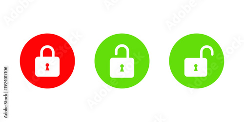 Close and open padlock icon. Lock and unlock symbol. Data protection security sign