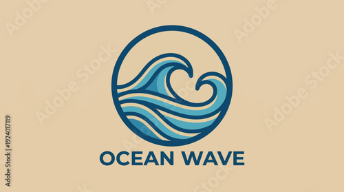 This captivating logo captures the essence of ocean waves in motion, making it ideal for businesses related to marine activities, surfing, or coastal tourism, evoking excitement and freedom.