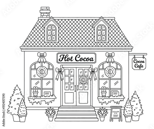 Cozy Hot Cocoa Cafe Decorated for Christmas Holidays