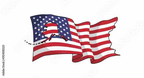 Waving flag with US state outlines in stars and stripes