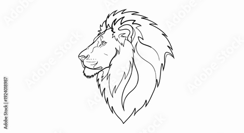 Stylized outline of a lion's head facing left with a flowing mane