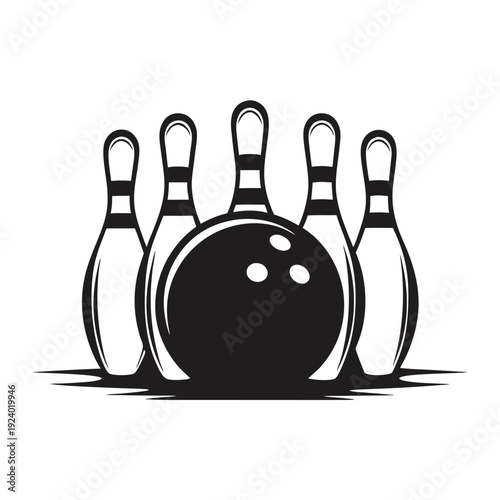 A bowling ball and pins strike powerfully amid dynamic action lines for emphasis