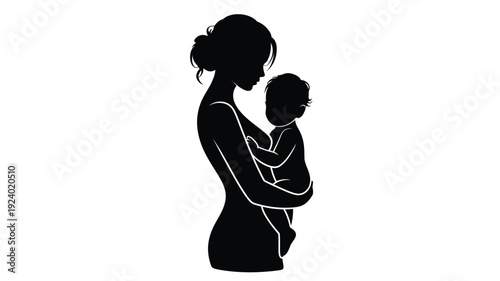 Mother holding baby close silhouette of woman with child in arms loving family moment
