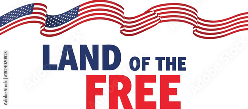 Patriotic text banner with American flag