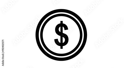 Black Dollar Sign Currency Icon in Circle Outline