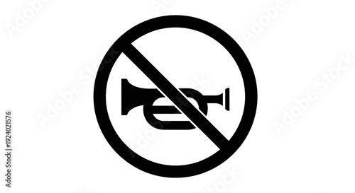 No Trumpet Sign Prohibiting Horn Sound in Public Area