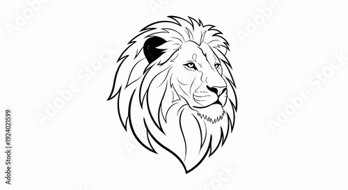 Stylized outline of a lion's head facing right, with a flowing mane