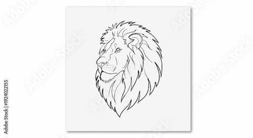 Stylized outline of a male lion's head, facing left, with a flowing mane