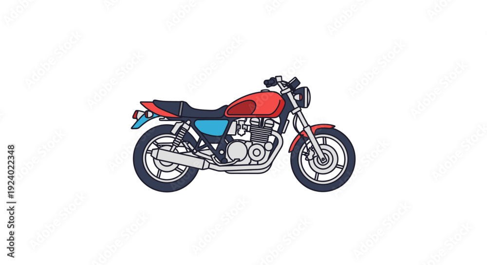 Obraz premium Classic red motorcycle illustration isolated on white background vector design