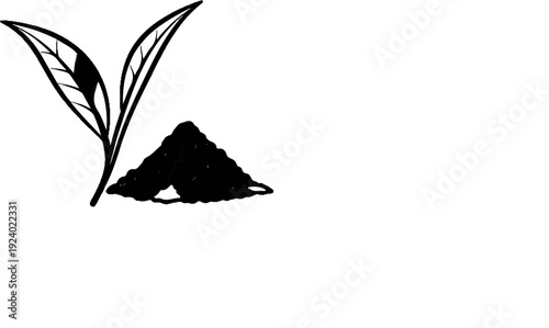 Two tea leaves with a pile of tea leaves