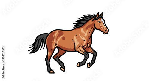 Running horse illustration brown animal isolated on white background vector