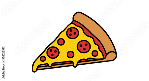 Pizza slice illustration on white background for culinary and design projects