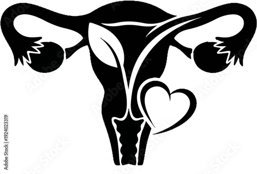 Stylized uterus with leaves and heart