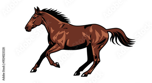 Running horse vector illustration on white background for design elements
