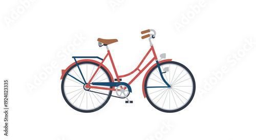 Vintage bicycle illustration red frame classic design on white background