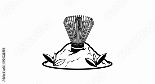 Whisk on a mound with leaves