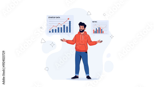Man analyzing growth charts and business strategy