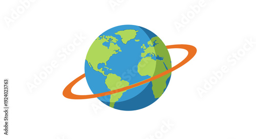 Stylized globe with orbital ring world concept for global communication