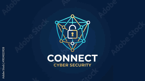 This modern logo represents a cyber security company, with interconnected nodes and a lock symbol, highlighting the importance of secure connections and digital safety for users.