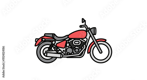 Red motorcycle illustration isolated on white background for design and concepts