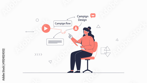 Woman Planning Marketing Campaign Flow and Design