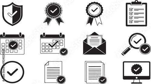Black and white checklist icons for business and productivity needs