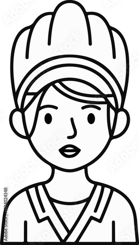 Stylized line drawing of a person in a chef's hat and apron