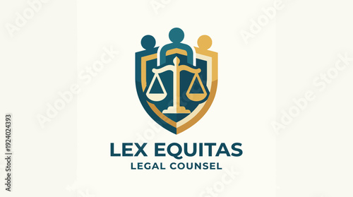 A professional logo that represents trust and justice, featuring scales and figures emphasizing legal counsel services dedicated to ensuring equitable law practices.