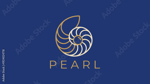 A striking logo design of a spiral shell pattern in gold, representing beauty and luxury, ideal for brands focused on opulence and high-end products or services by the sea.