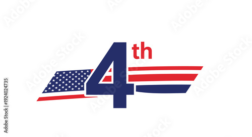 4th of July patriotic logo with American flag