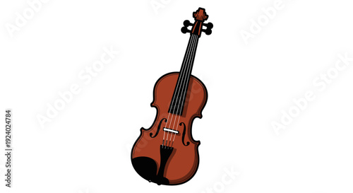 Isolated brown violin illustration against a white background for design projects