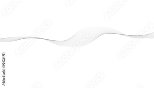 Minimalist white wave background, elegant flowing smoke line on white, clean abstract silk curve, soft grey motion trail for corporate design