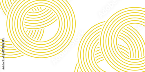 Doodle banner with yellow ramen pattern on white background. Wave abstract pattern.