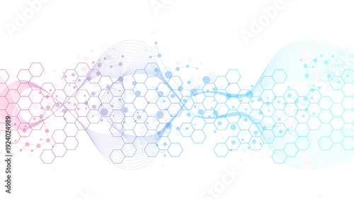 Structure molecule and communication Dna, atom, neurons. Science concept for your design. Connected lines with dots. Medical, technology, chemistry, science background. illustration.