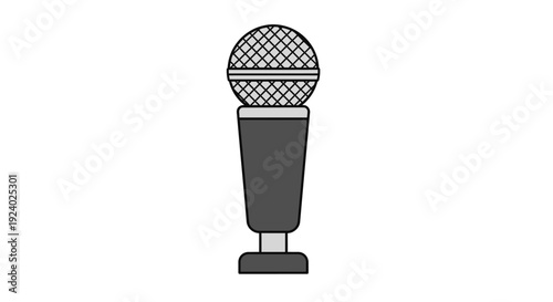 Professional microphone illustration isolated on white background for audio recording