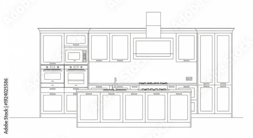 Modern Kitchen Design Blueprint Illustration.