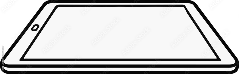 Obraz premium Stylized line drawing of a digital tablet in landscape orientation