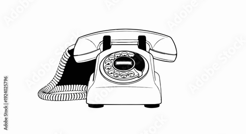 Vintage rotary dial telephone with coiled cord and earpiece