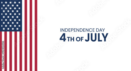 Independence Day icon set. Includes American flag, 4th of July, patriotic symbols. Created in flat style with red, white, and blue palette