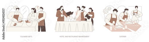 Hospitality courses isolated cartoon vector illustrations se