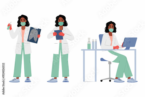 Diverse female medical professionals working in a healthcare setting