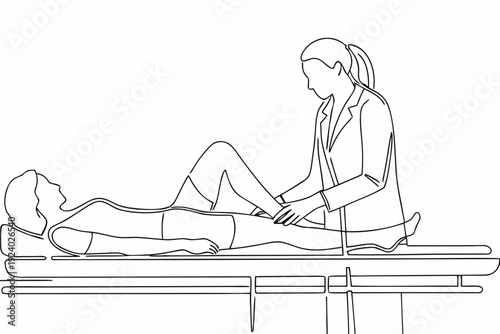 A doctor examines a patient s leg during a medical checkup