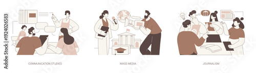 Associate of Media and Communication isolated cartoon vector illustrations se