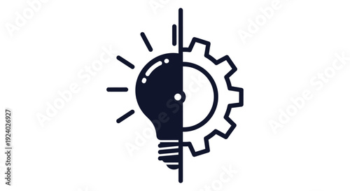 Innovation concept icon with light bulb and gear on white background