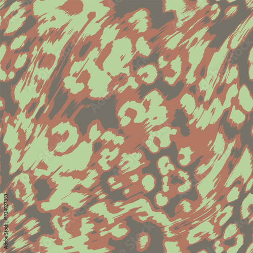 3 colors ghostly blurred vector leopard jaguar animal skin seamless pattern, modern abstract animal print design with soft faded edges and ethereal diffusion effect, elegant hybrid leopard and jaguar 