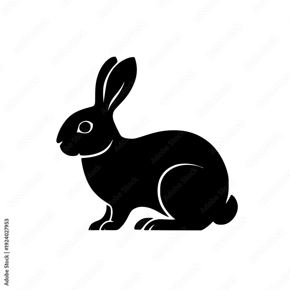 Obraz premium Black silhouette of a rabbit with long ears