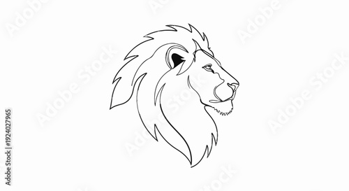 Stylized profile line art of a lion's head with a flowing mane