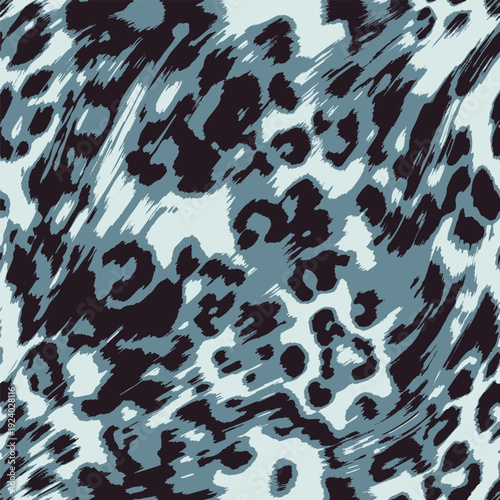 3 colors ghostly blurred vector leopard jaguar animal skin seamless pattern, modern abstract animal print design with soft faded edges and ethereal diffusion effect, elegant hybrid leopard and jaguar 